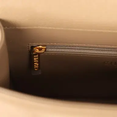 Chanel Chanel Small Preppy Coco Flap Bag Dark Khaki Shiny Caviar Brushed Gold Hardware | Thumbnail 10