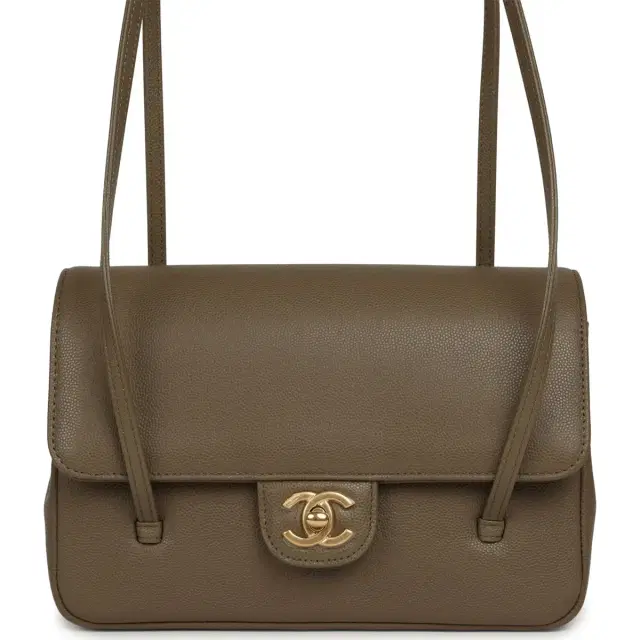 Chanel Chanel Small Preppy Coco Flap Bag Dark Khaki Shiny Caviar Brushed Gold Hardware