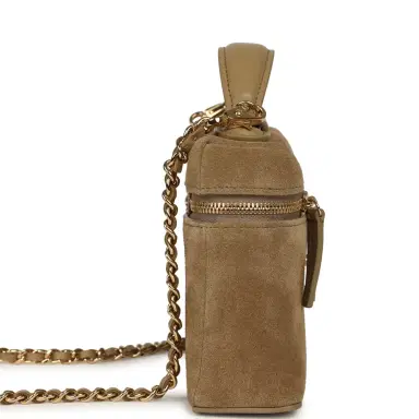 Chanel Chanel Top Handle Long Vanity Case with Chain Dark Beige Suede Gold Hardware | Thumbnail 3 Chanel Chanel Top Handle Long Vanity Case with Chain Dark Beige Suede Gold Hardware | Thumbnail 3