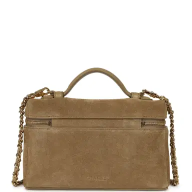 Chanel Chanel Top Handle Long Vanity Case with Chain Dark Beige Suede Gold Hardware | Thumbnail 4 Chanel Chanel Top Handle Long Vanity Case with Chain Dark Beige Suede Gold Hardware | Thumbnail 4