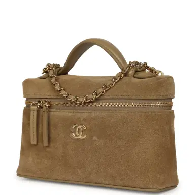 Chanel Chanel Top Handle Long Vanity Case with Chain Dark Beige Suede Gold Hardware | Thumbnail 5 Chanel Chanel Top Handle Long Vanity Case with Chain Dark Beige Suede Gold Hardware | Thumbnail 5