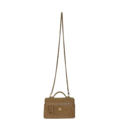 Chanel Chanel Top Handle Long Vanity Case with Chain Dark Beige Suede Gold Hardware | Thumbnail 7 Chanel Chanel Top Handle Long Vanity Case with Chain Dark Beige Suede Gold Hardware | Thumbnail 7