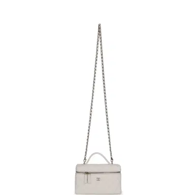 Chanel Chanel Top Handle Long Vanity Case with Chain White Shiny Caviar Light Gold Hardware | Thumbnail 7 Chanel Chanel Top Handle Long Vanity Case with Chain White Shiny Caviar Light Gold Hardware | Thumbnail 7
