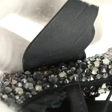 HERMÈS Custom Black Swarovski Crystal Hermes Bedazzled Pegase Rodeo Bag Charm PM Black Milo Lambskin | Thumbnail 4