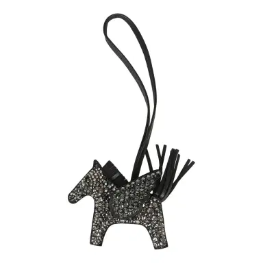 HERMÈS Custom Black Swarovski Crystal Hermes Bedazzled Pegase Rodeo Bag Charm PM Black Milo Lambskin | Thumbnail 1