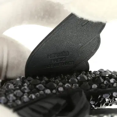 HERMÈS Custom Black Swarovski Crystal Hermes Bedazzled Pegase Rodeo Bag Charm PM Black Milo Lambskin | Thumbnail 4