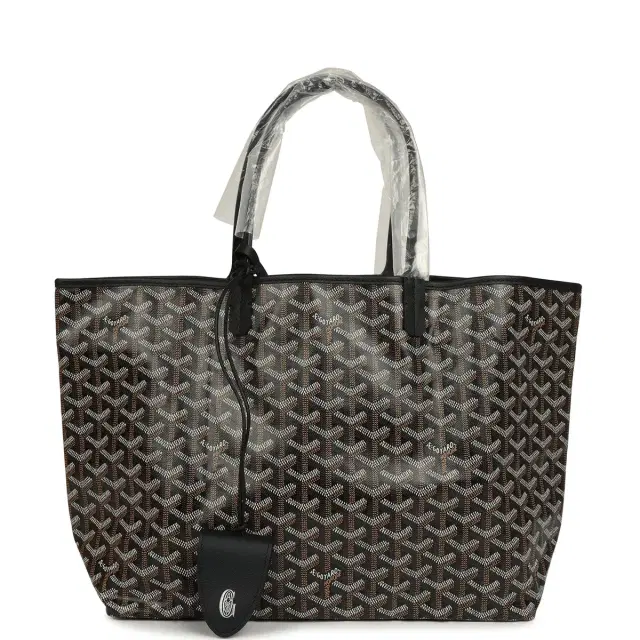 goyard Goyard Goyardine Black Saint Louis PM Tote Bag Palladium Hardware