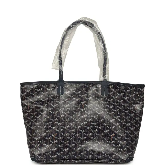 goyard Goyard Goyardine Navy Blue Artois PM Tote Palladium Hardware