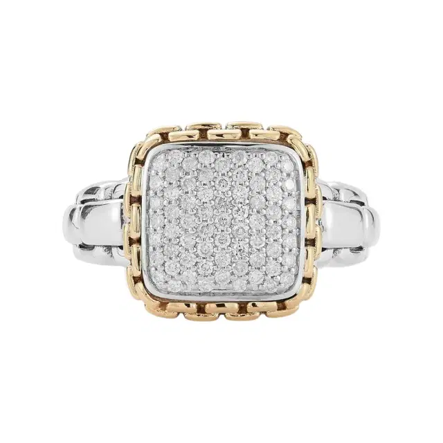 JAI JAI Sterling Silver & 14K Yellow Gold Pave Diamond Statement Ring JJH6017RG-DI - by The Solist