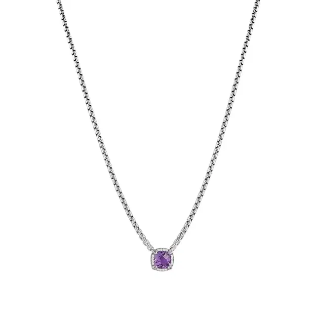 JAI JAI Sterling Silver Diamond & Amethyst Pendant Necklace by The Solist