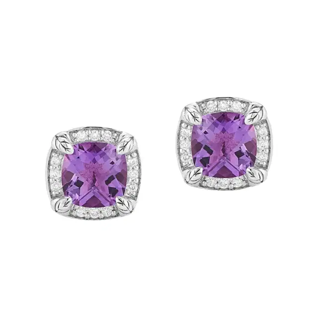 JAI JAI Sterling Silver Diamond & Amethyst Square Stud Earrings by The Solist