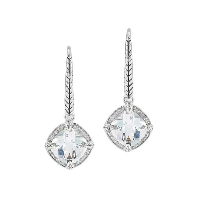 JAI JAI Sterling Silver Diamond & White Topaz Lever Back Drop Earrings by The Solist
