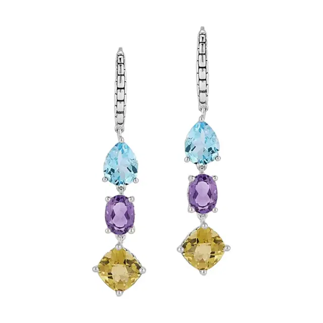 JAI JAI Sterling Silver Multi-Gemstone Dangle Earrings by The Solist