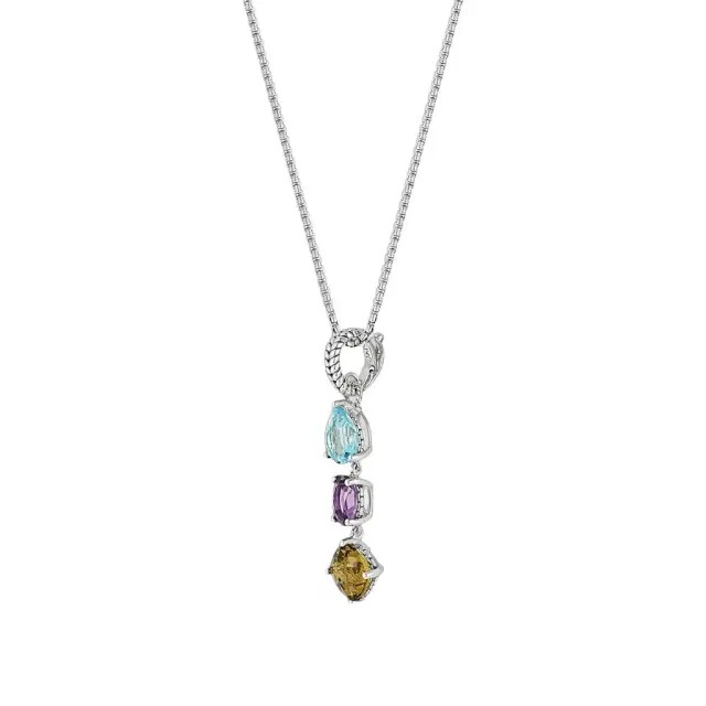 JAI JAI Sterling Silver Multi-Gemstone Pendant Necklace by The Solist