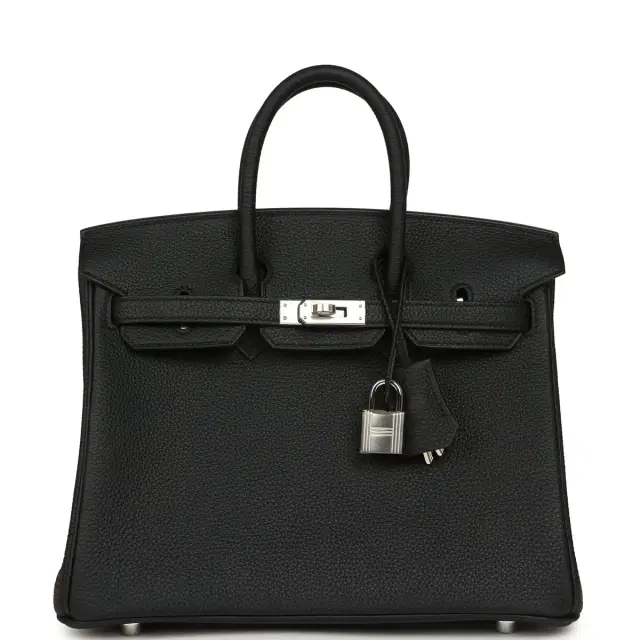 HERMÈS Hermes Birkin 25 Black Togo Palladium Hardware