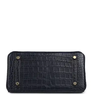 HERMÈS Hermes Birkin 25 Bleu Indigo Matte Alligator Gold Hardware | Thumbnail 6