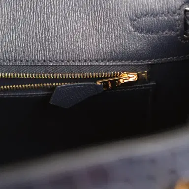 HERMÈS Hermes Birkin 25 Bleu Indigo Matte Alligator Gold Hardware | Thumbnail 8