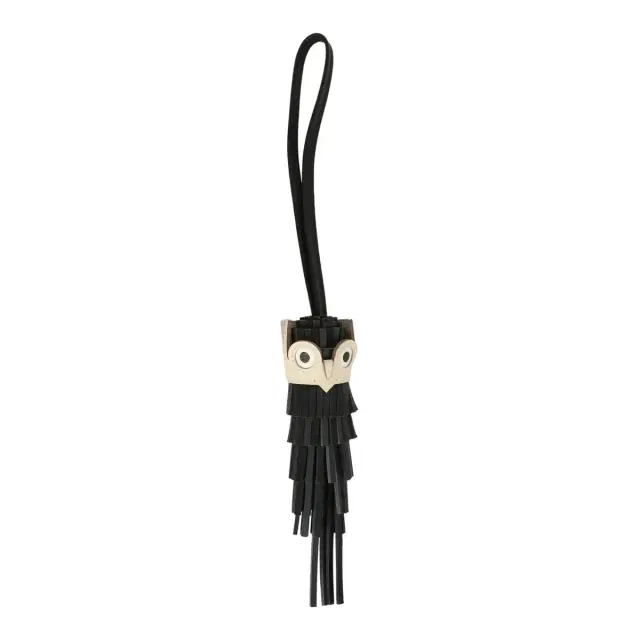 HERMÈS Hermes Chouette Charm Black, Gris Misty, Blanc, Craie Milo Lambskin, Swift, Epsom