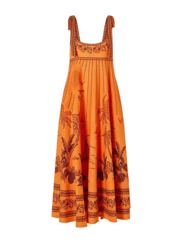 ALÉMAIS Boathouse Ballet Printed Linen Midi Dress