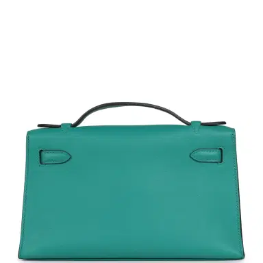 HERMÈS Hermes Kelly Pochette Vert Verone Swift Gold Hardware | Thumbnail 4 HERMÈS Hermes Kelly Pochette Vert Verone Swift Gold Hardware | Thumbnail 4