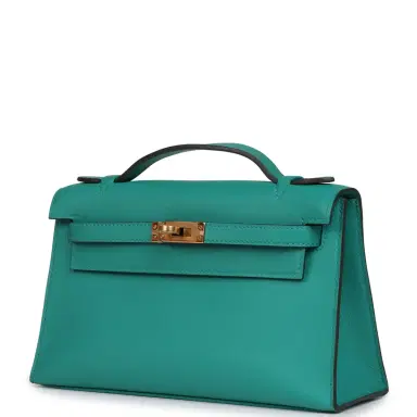 HERMÈS Hermes Kelly Pochette Vert Verone Swift Gold Hardware | Thumbnail 5 HERMÈS Hermes Kelly Pochette Vert Verone Swift Gold Hardware | Thumbnail 5