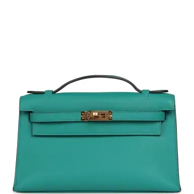 HERMÈS Hermes Kelly Pochette Vert Verone Swift Gold Hardware | Thumbnail 1 HERMÈS Hermes Kelly Pochette Vert Verone Swift Gold Hardware | Thumbnail 1