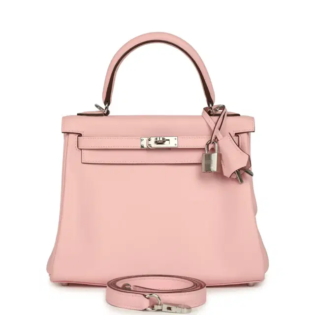 HERMÈS Hermes Kelly Retourne 25 Rose Sakura Swift Palladium Hardware