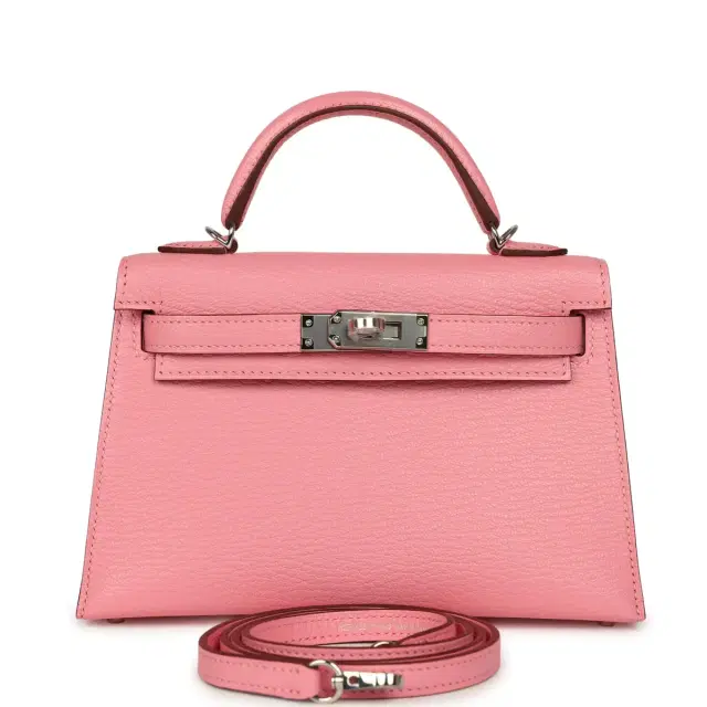 HERMÈS Hermes Kelly Sellier 20 Rose Confetti Verso Chevre Mysore Palladium Hardware