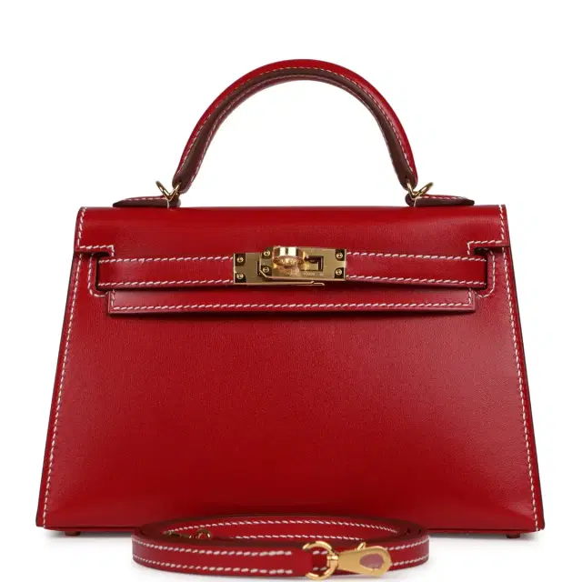 HERMÈS Hermes Kelly Sellier 20 Rouge Piment Box Gold Hardware