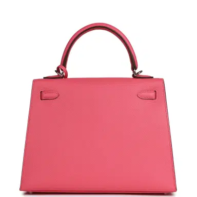 HERMÈS Hermes Kelly Sellier 25 Rose Azalee Epsom Palladium Hardware | Thumbnail 4 HERMÈS Hermes Kelly Sellier 25 Rose Azalee Epsom Palladium Hardware | Thumbnail 4
