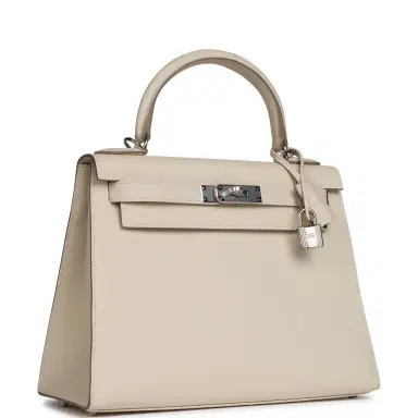 HERMÈS Hermes Kelly Sellier 28 Craie Epsom Palladium Hardware | Thumbnail 2