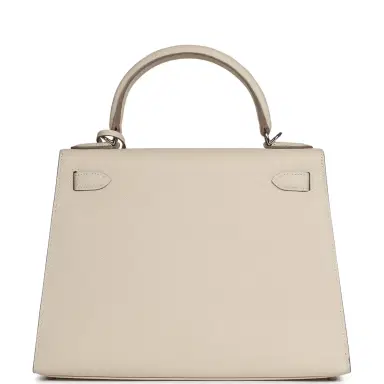 HERMÈS Hermes Kelly Sellier 28 Craie Epsom Palladium Hardware | Thumbnail 4