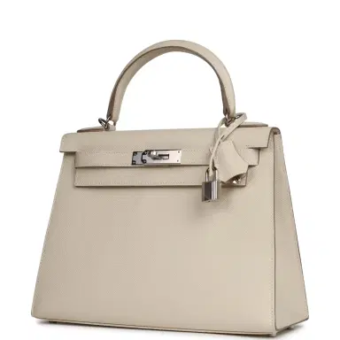 HERMÈS Hermes Kelly Sellier 28 Craie Epsom Palladium Hardware | Thumbnail 5