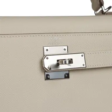 HERMÈS Hermes Kelly Sellier 28 Craie Epsom Palladium Hardware | Thumbnail 7