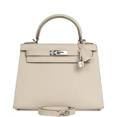 HERMÈS Hermes Kelly Sellier 28 Craie Epsom Palladium Hardware | Thumbnail 1