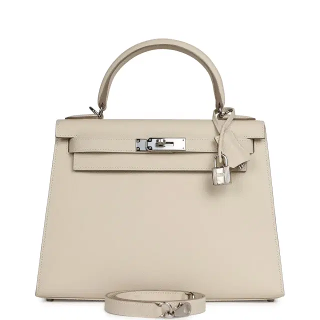 HERMÈS Hermes Kelly Sellier 28 Craie Epsom Palladium Hardware