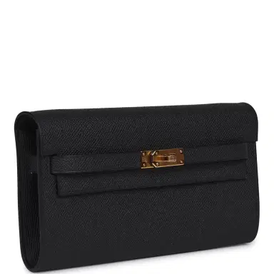 HERMÈS Hermes Kelly Wallet To Go Black Epsom Gold Hardware | Thumbnail 2