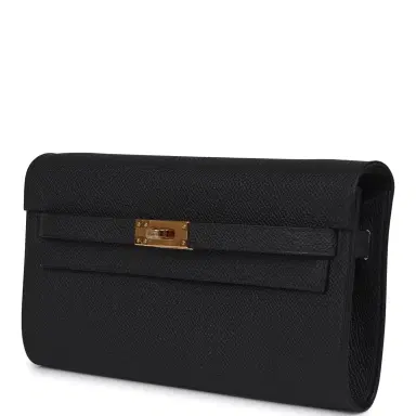 HERMÈS Hermes Kelly Wallet To Go Black Epsom Gold Hardware | Thumbnail 6