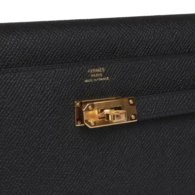 HERMÈS Hermes Kelly Wallet To Go Black Epsom Gold Hardware | Thumbnail 7