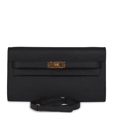 HERMÈS Hermes Kelly Wallet To Go Black Epsom Gold Hardware | Thumbnail 1