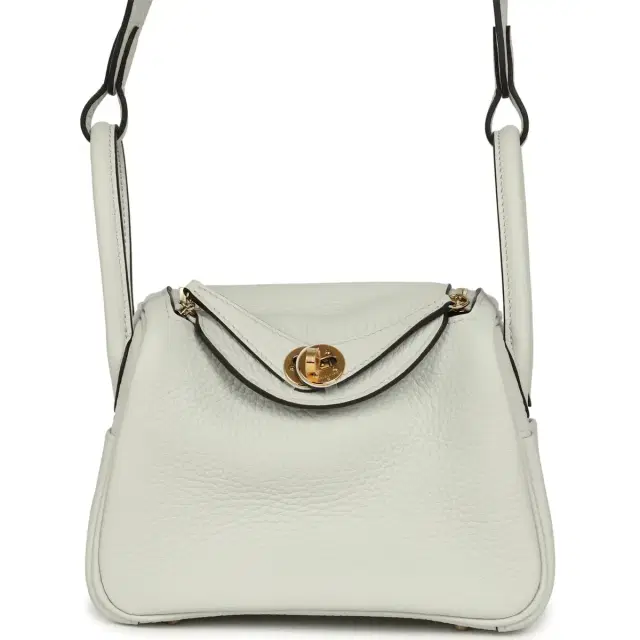 HERMÈS Hermes Mini Lindy II Gris Platine Clemence Gold Hardware