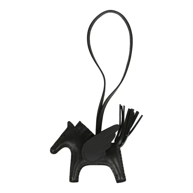 HERMÈS Hermes Pegase Rodeo Bag Charm PM So Black Milo Lambskin