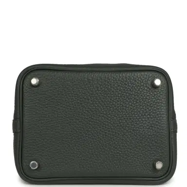 HERMÈS Hermes Picotin Lock 18 Eclat Vert Mangrove Clemence, Gris Pantin Swift Palladium Hardware | Thumbnail 6 HERMÈS Hermes Picotin Lock 18 Eclat Vert Mangrove Clemence, Gris Pantin Swift Palladium Hardware | Thumbnail 6