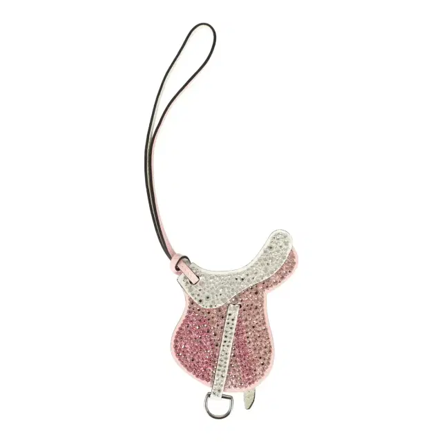 HERMÈS Hermes Pink Bedazzled Paddock Saddle Bag Charm Rose Sakura, White Swift Palladium Hardware