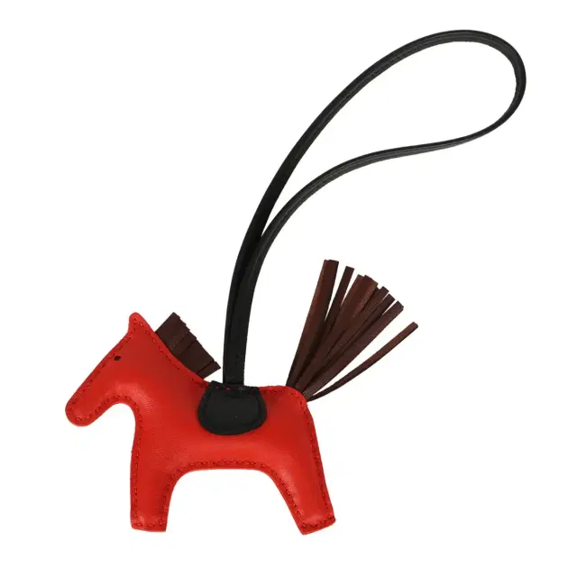 HERMÈS Hermes Rodeo Bag Charm PM Capucine, Terre, Black Milo Lambskin
