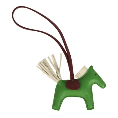 HERMÈS Hermes Rodeo Bag Charm PM Vert Yucca, Craie, Rouge H Milo Lambskin | Thumbnail 2 HERMÈS Hermes Rodeo Bag Charm PM Vert Yucca, Craie, Rouge H Milo Lambskin | Thumbnail 2