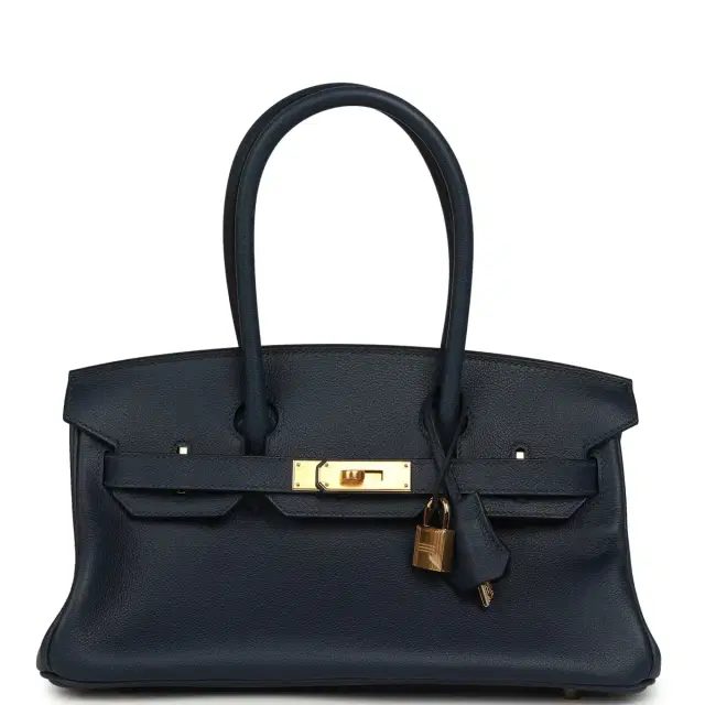 HERMÈS Hermes Shoulder Birkin Light 29 Bleu Abysse Evercolor Gold Hardware