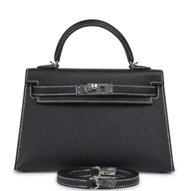 HERMÈS Hermes Special Order (HSS) Kelly Sellier 20 Black Verso Epsom Palladium Hardware