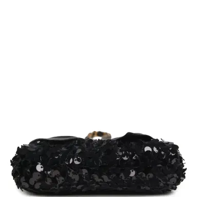 Chanel Pre-owned Chanel Mini Clutch with Bow Crossbody Bag Black Shiny Lambskin, Sequin Antique Gold Hardware | Thumbnail 6