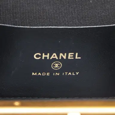 Chanel Pre-owned Chanel Mini Clutch with Bow Crossbody Bag Black Shiny Lambskin, Sequin Antique Gold Hardware | Thumbnail 10